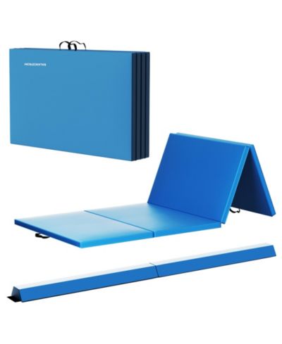 Складной гимнастический мат BalanceFrom Fitness с балансировочной платформой, Blue