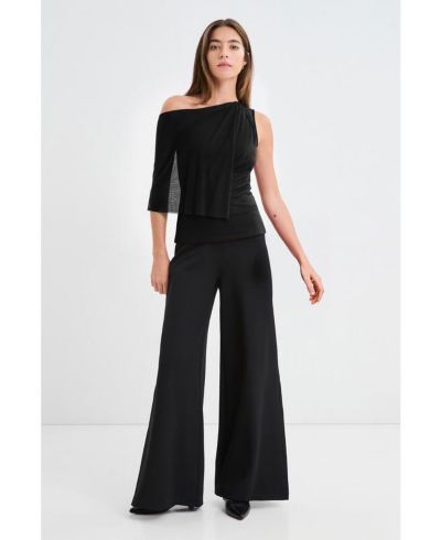 Marcella Women's Lexington High-Waisted Wide-Leg Side-Slit Dress Pants