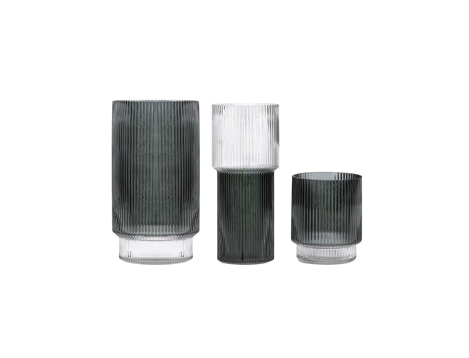 Safavieh Zinc, Fluted  Glass Vase Set 3
