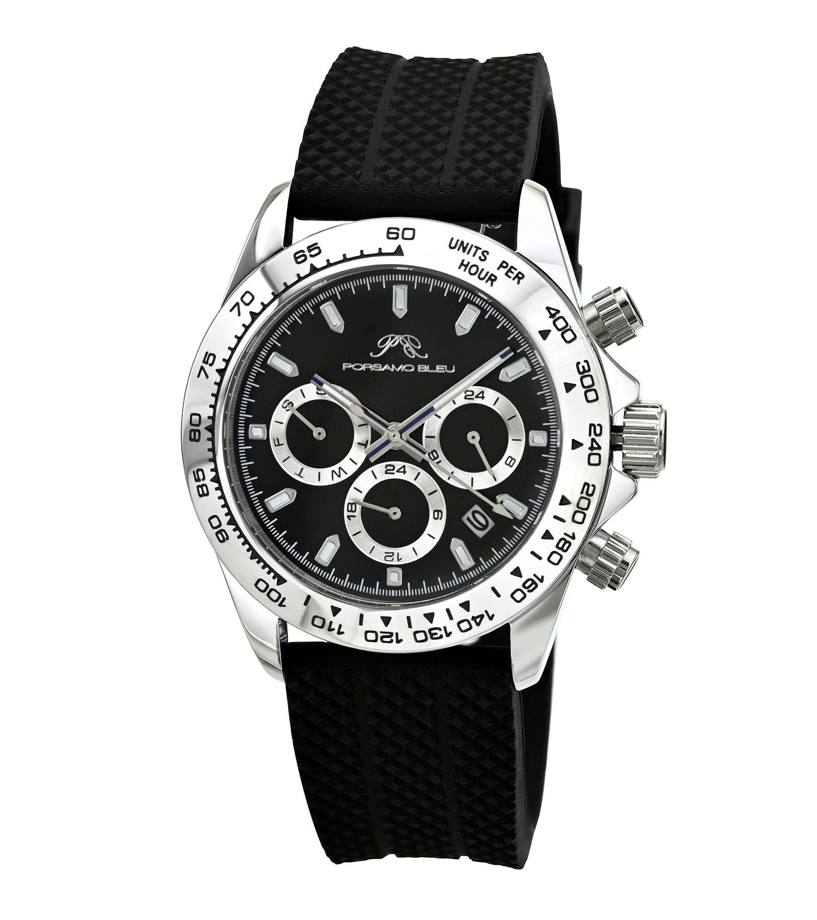 Porsamo Bleu мужские часы Preston Multifunction с черным силиконовым ремешком, 41 mm