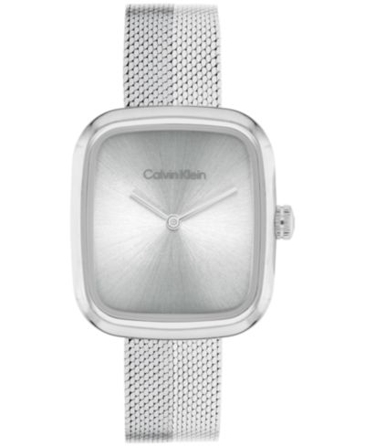 Calvin Klein Women's Adore Silver Tone Stainless Steel Mesh Bracelet Watch, 30mm