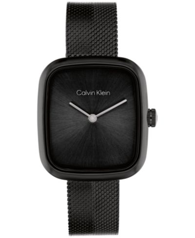 Calvin Klein Women's Adore Ionic Plated Black Steel Mesh Bracelet Watch, 30mm