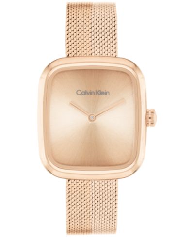 Calvin Klein Women's Adore Rose Gold Tone Stainless Steel Mesh Bracelet Watch, 30mm