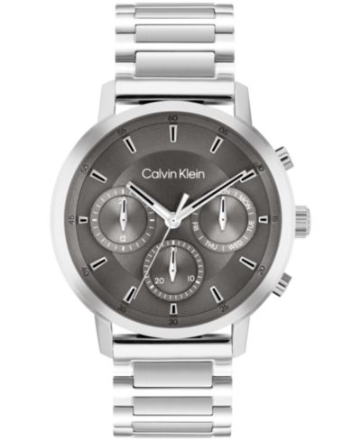 Calvin Klein Men's Gauge Silver Tone Stainless Steel Bracelet Watch, 41mm