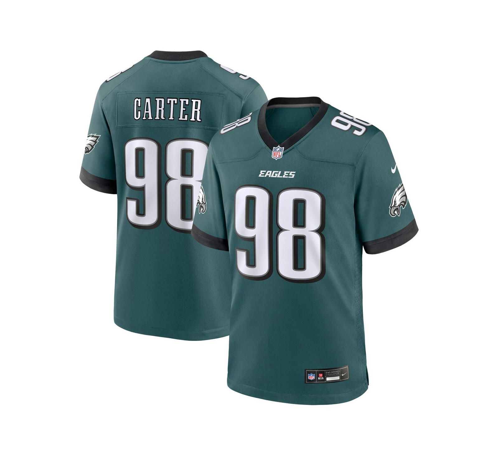 Мужская джерси Nike Jalen Carter Midnight Green Philadelphia Eagles Team Game