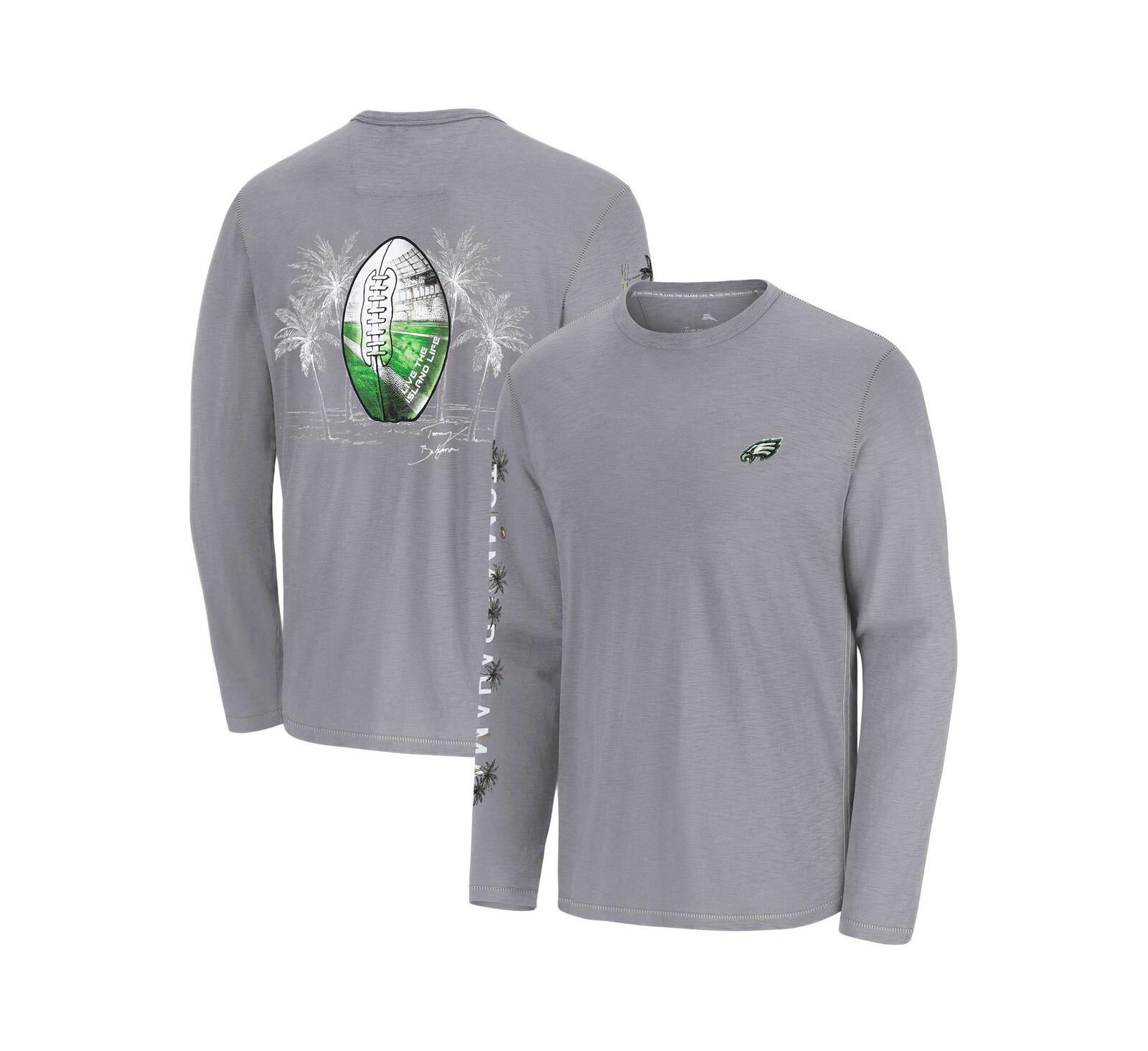 Tommy Bahama Men's Gray Philadelphia Eagles Oasis Endzone Lux Long Sleeve T-Shirt