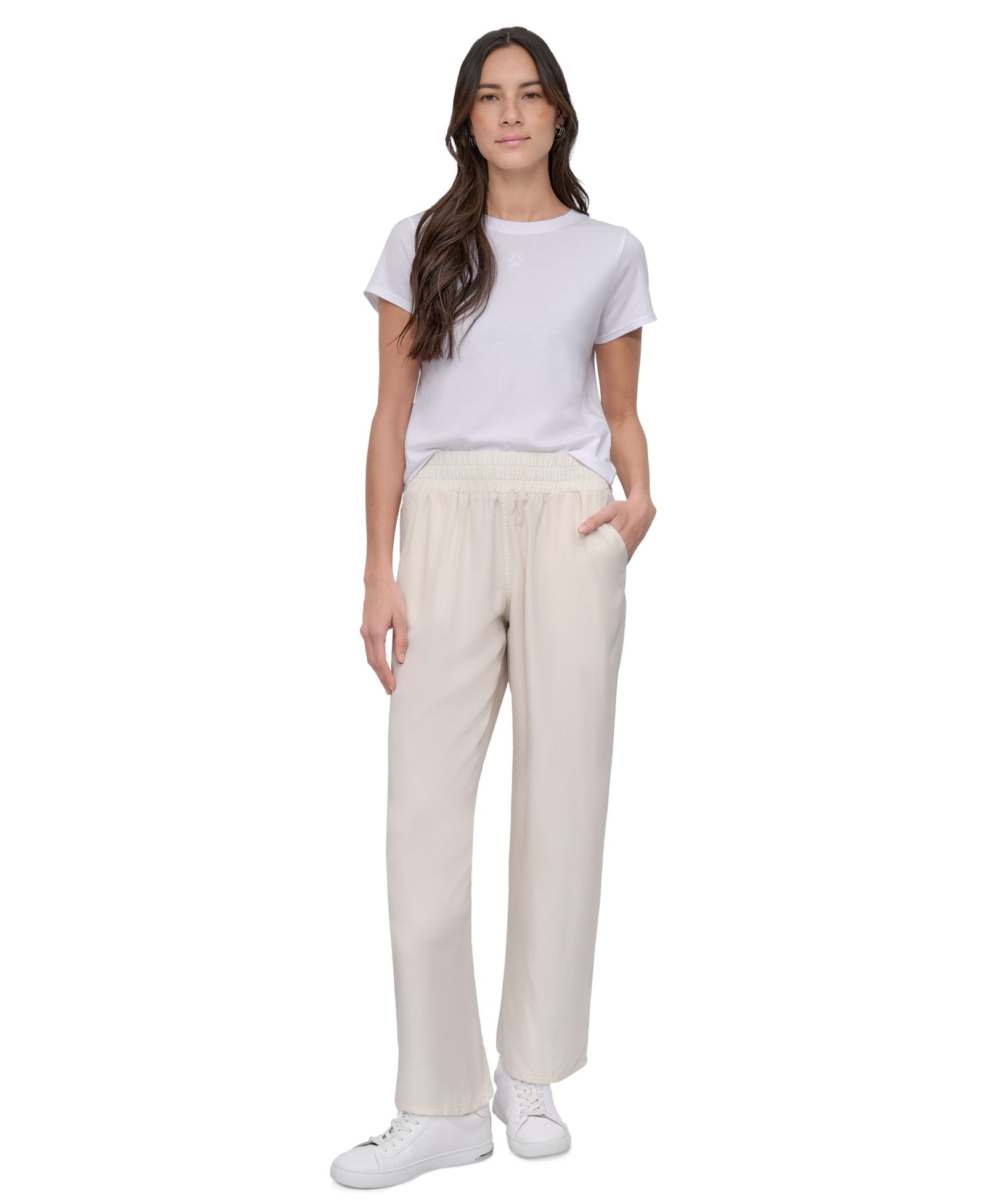Брюки DKNY Jeans Petite Smocked-Waist Wide-Leg