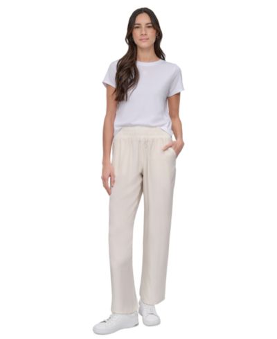 Брюки DKNY Jeans Petite Smocked-Waist Wide-Leg
