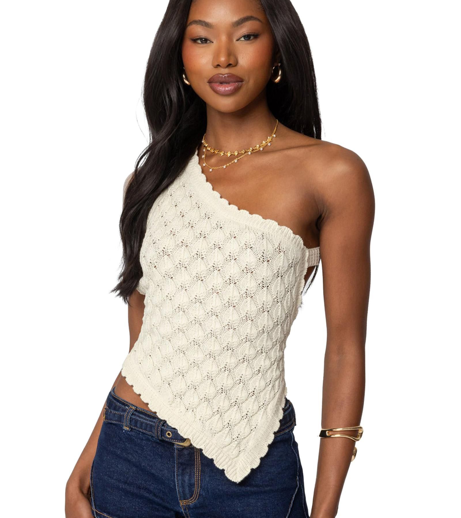 Edikted Women's Codi Backless Asymmetric Knit Top