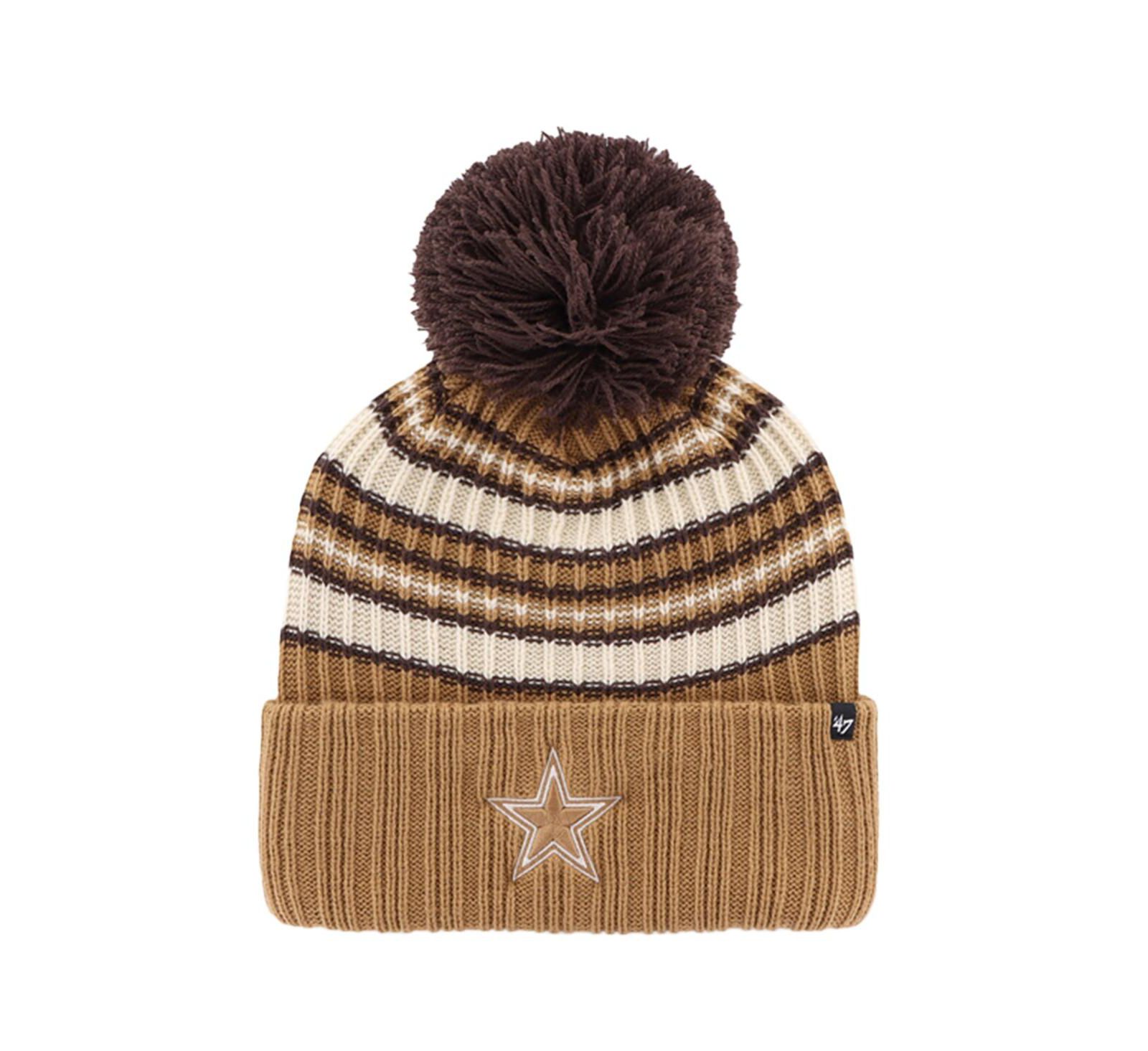'47 Brand Женская вязаная шапка с помпоном Dallas Cowboys Espresso Brown