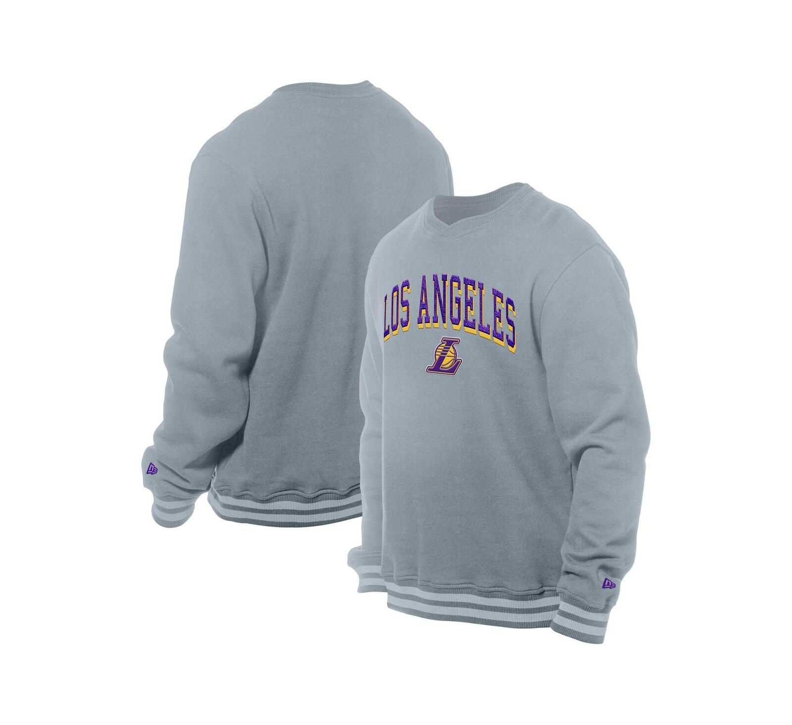 Мужской свитшот New Era Gray Los Angeles Lakers Chenille Cross Over Pullover