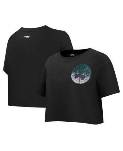 Женская укороченная футболка Pro Standard Black Boston Celtics Jewels Boxy Cropped