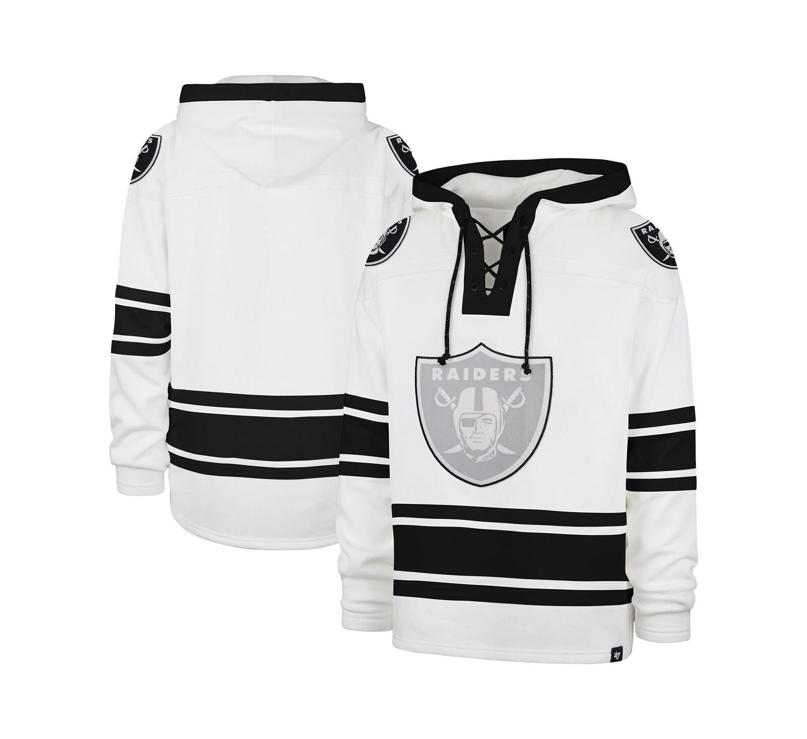 '47 Brand Мужская толстовка Las Vegas Raiders White After Image Superior Lacer with Hood