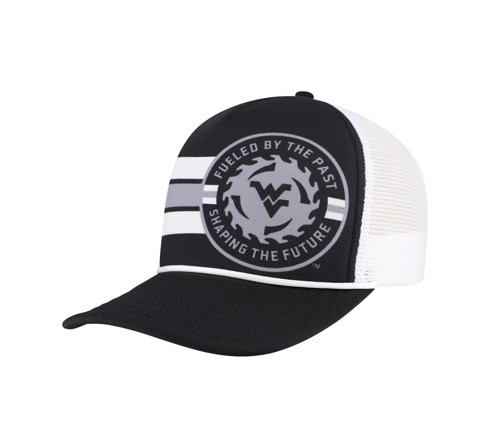 Legacy Athletic Men's Black West Virginia Mountaineers Built on Bravery Running Circle Trucker Adjustable Hat