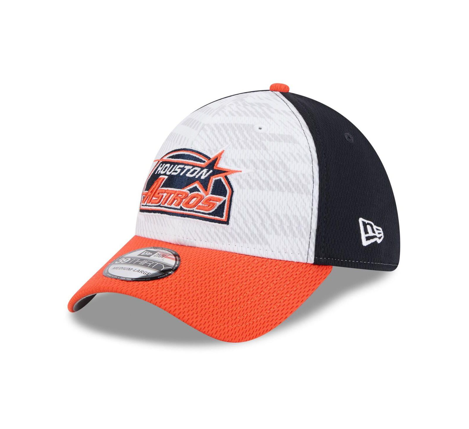 New Era Мужская кепка Houston Astros 2025 MLB Clubhouse 39THIRTY Flex, темно-синяя/оранжевая