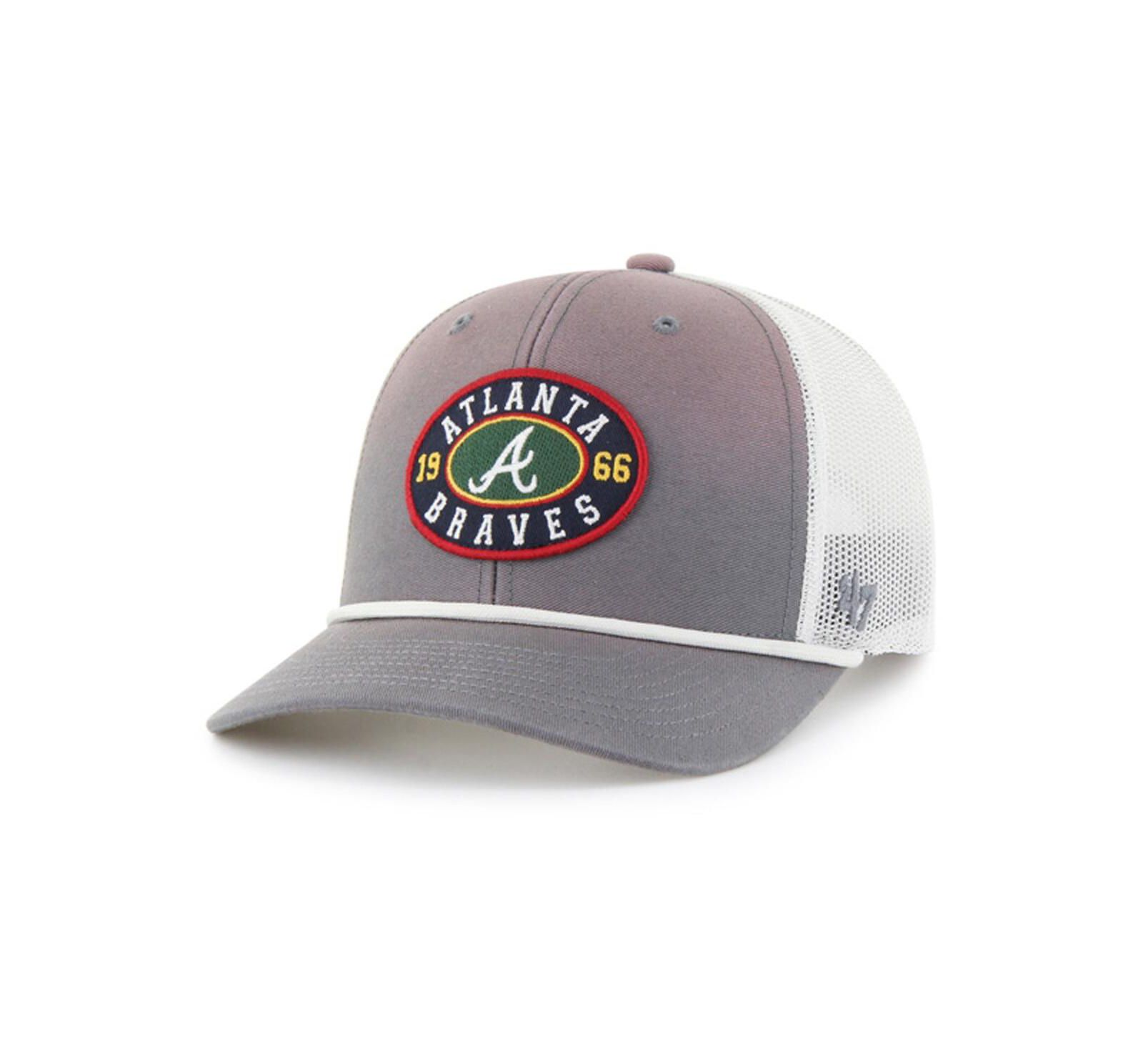 Мужская кепка '47 Brand Gray/White Atlanta Braves Tide Sweep Rope Trucker