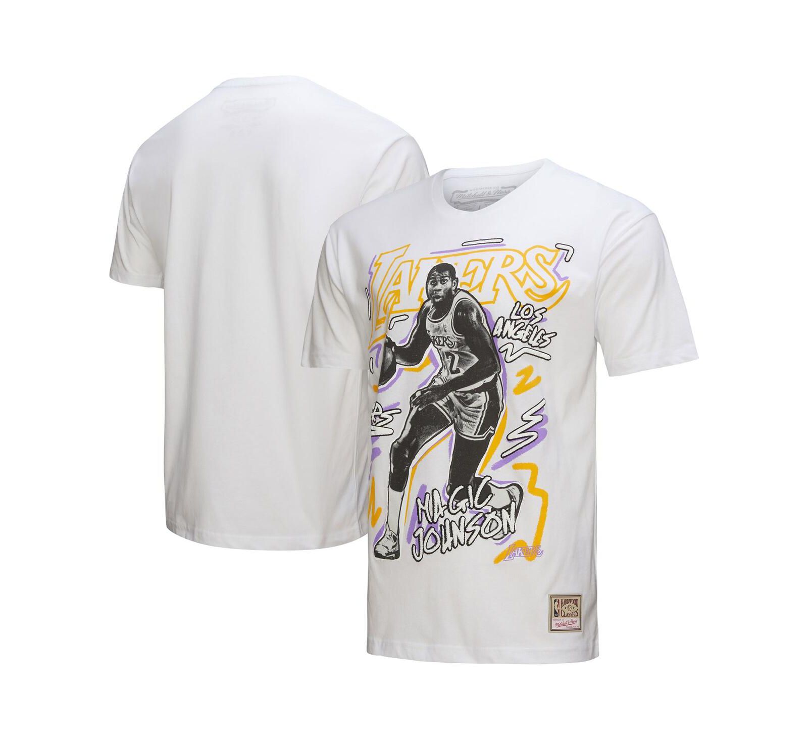 Мужская футболка Mitchell & Ness Men's Magic Johnson White Los Angeles Lakers Hardwood Classics