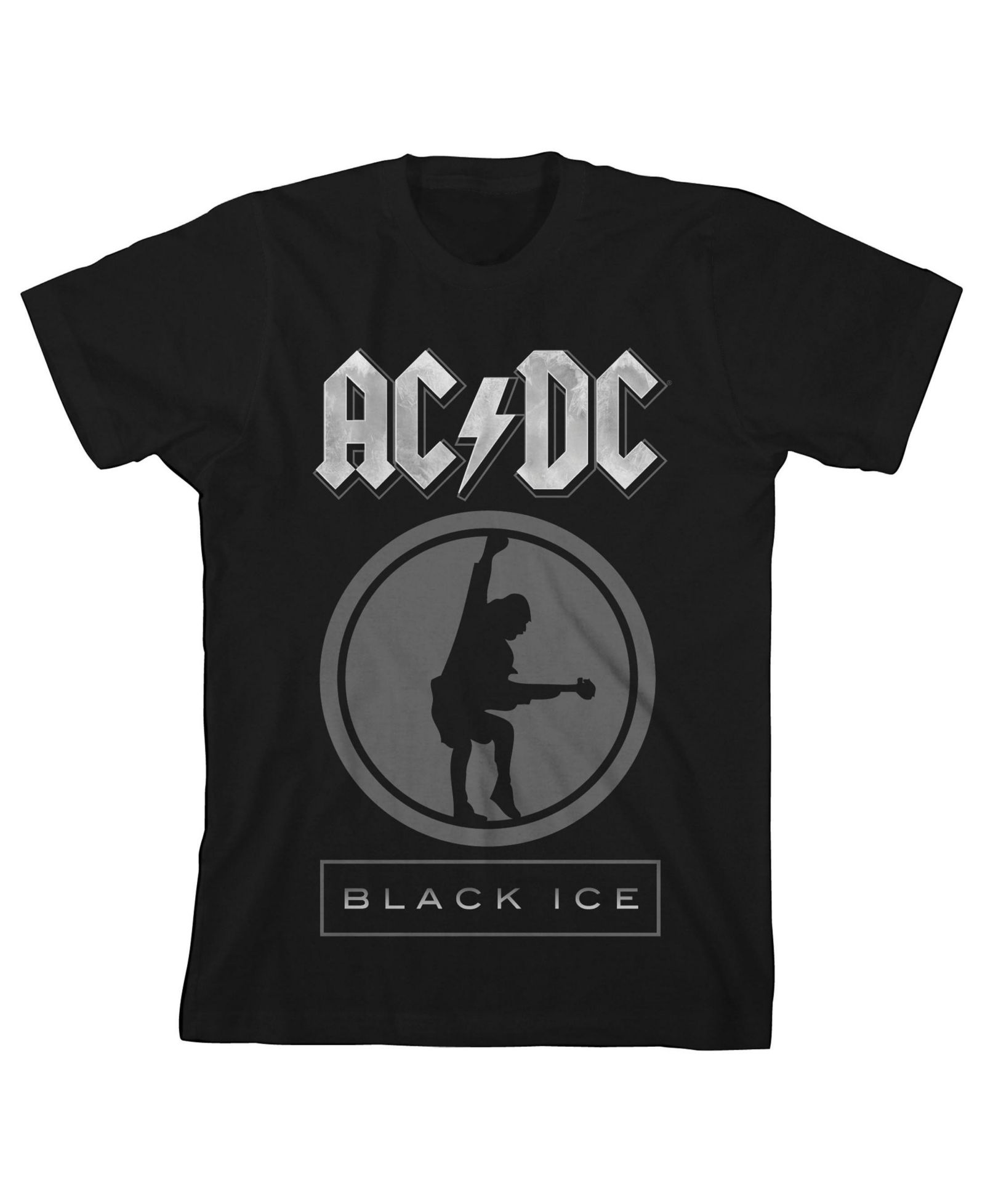 AC/DC ACDC Black Ice Crew Neck Short Sleeve Boy's Black T-shirt-Small