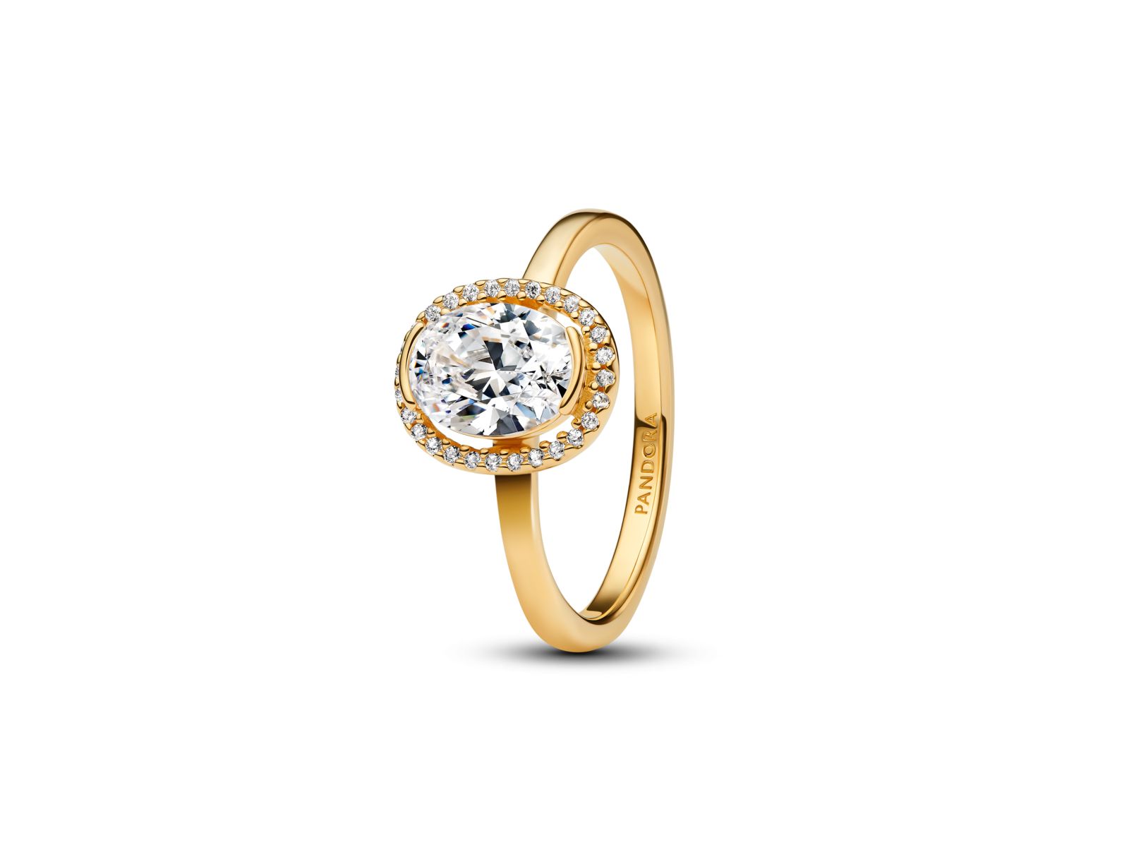 Pandora Oval Sparkling Halo 14K Gold-Plated Ring