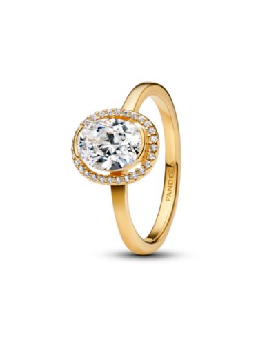 Pandora кольцо Oval Sparkling Halo, 14K Gold-Plated