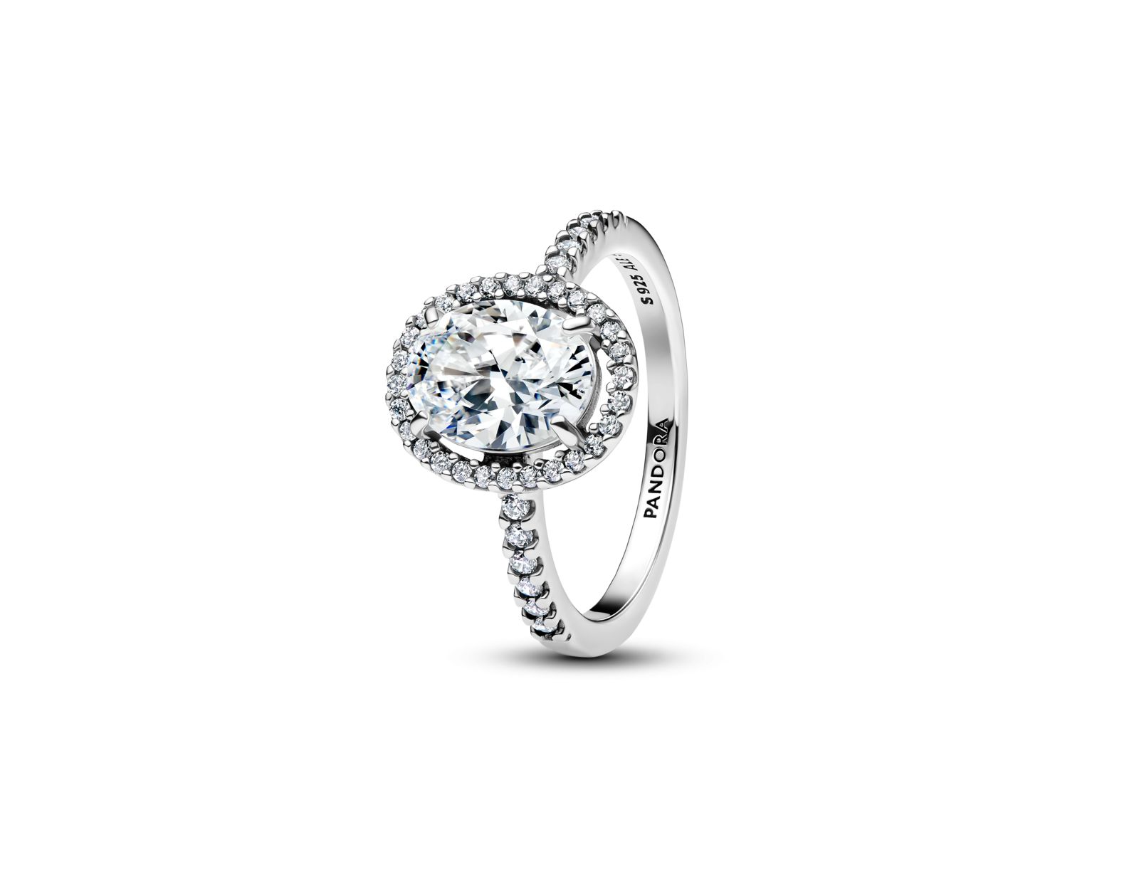 Pandora Oval Sparkling Halo Statement Sterling Silver Ring