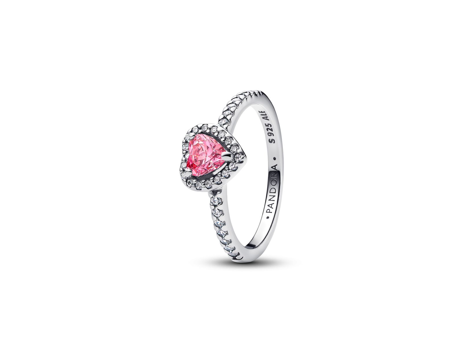Кольцо Pandora Elevated Pink Heart Sterling Silver