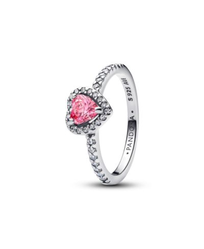 Pandora Elevated Pink Heart Sterling Silver Ring