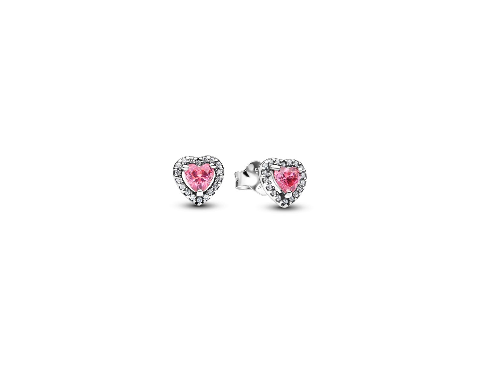 Pandora Sterling Silver Pink Heart Stud Earrings