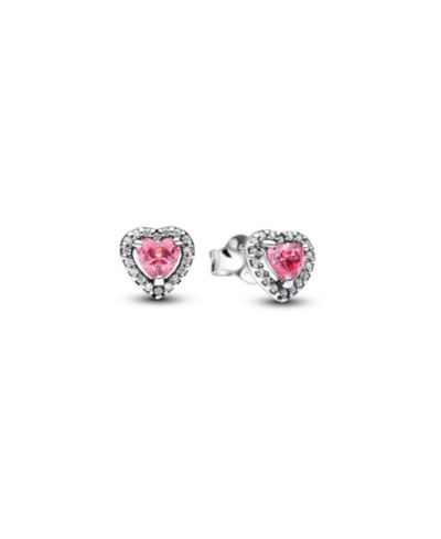 Pandora Sterling Silver Pink Heart Stud Earrings