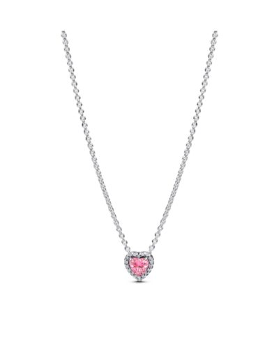 Pandora Sterling Silver Pink Elevated Heart Necklace