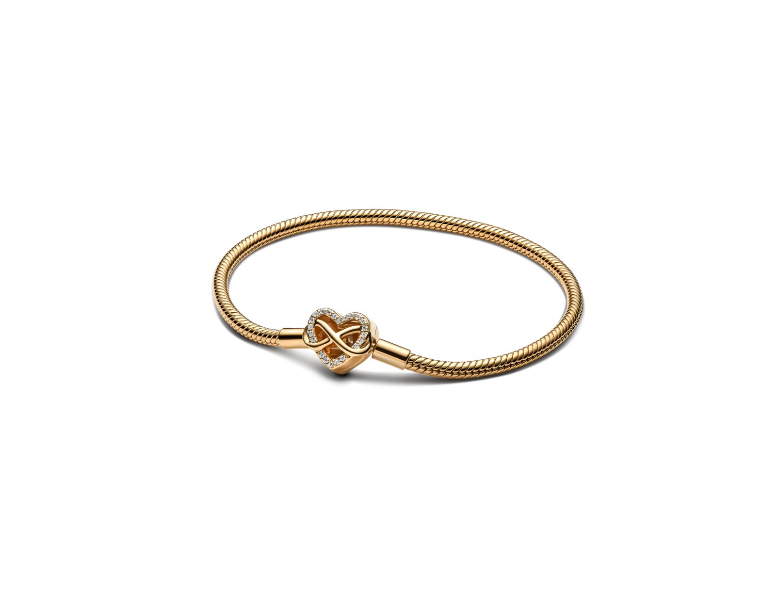 Pandora 14K Gold-Plated Sparkling Infinity Heart Clasp Snake Chain Bracelet