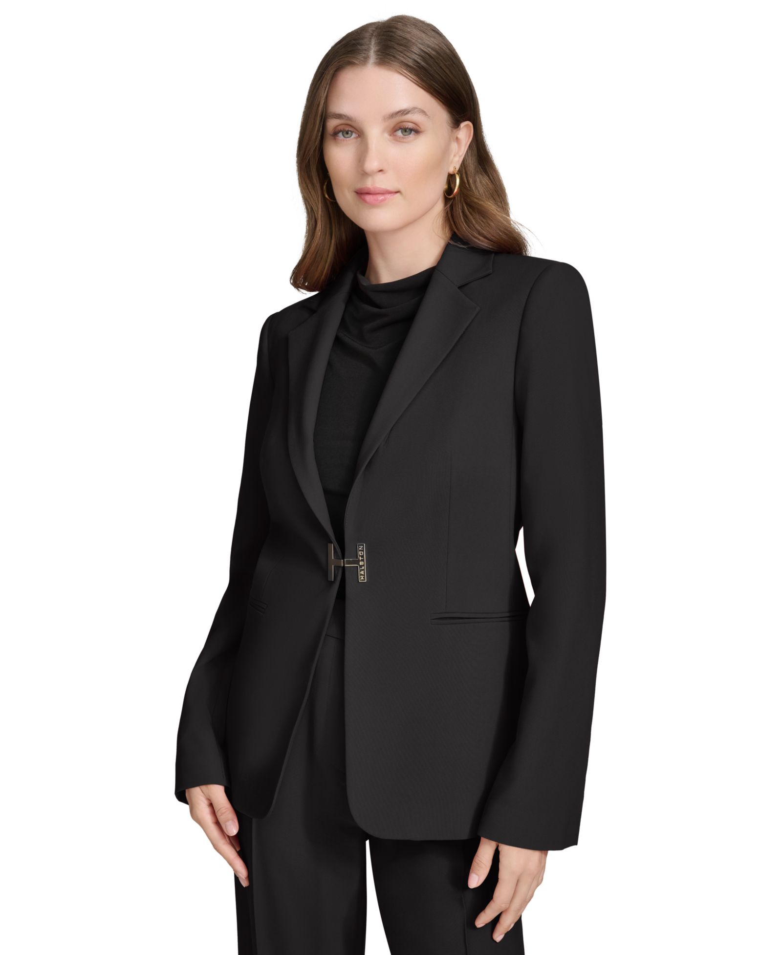 Halston Женский блейзер с лого-застежкой Notch-Lapel