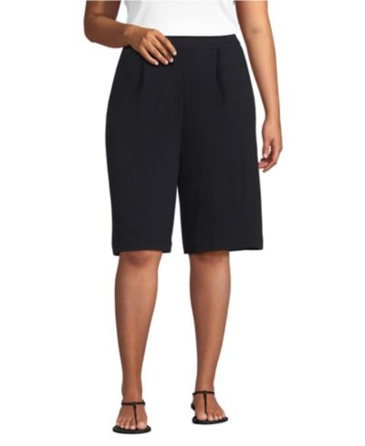 Шорты Lands' End Plus Size Sport Knit High Rise Pleated 12" Bermuda
