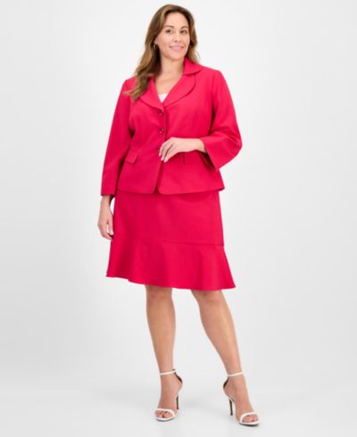 Le Suit Plus Size Костюм: жакет с воротником Tulip и юбка Tiered 2 Piece