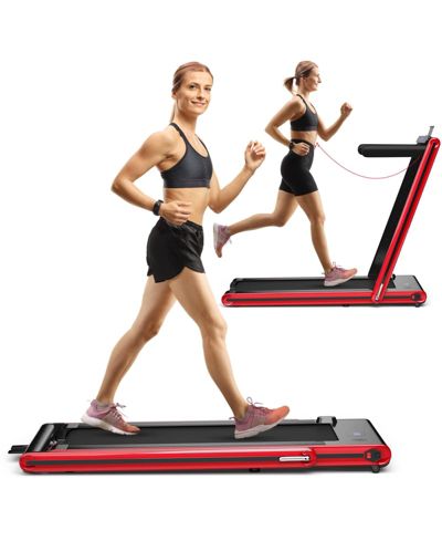 2-in-1 Folding Walking Pad Treadmill with Dual LED Display