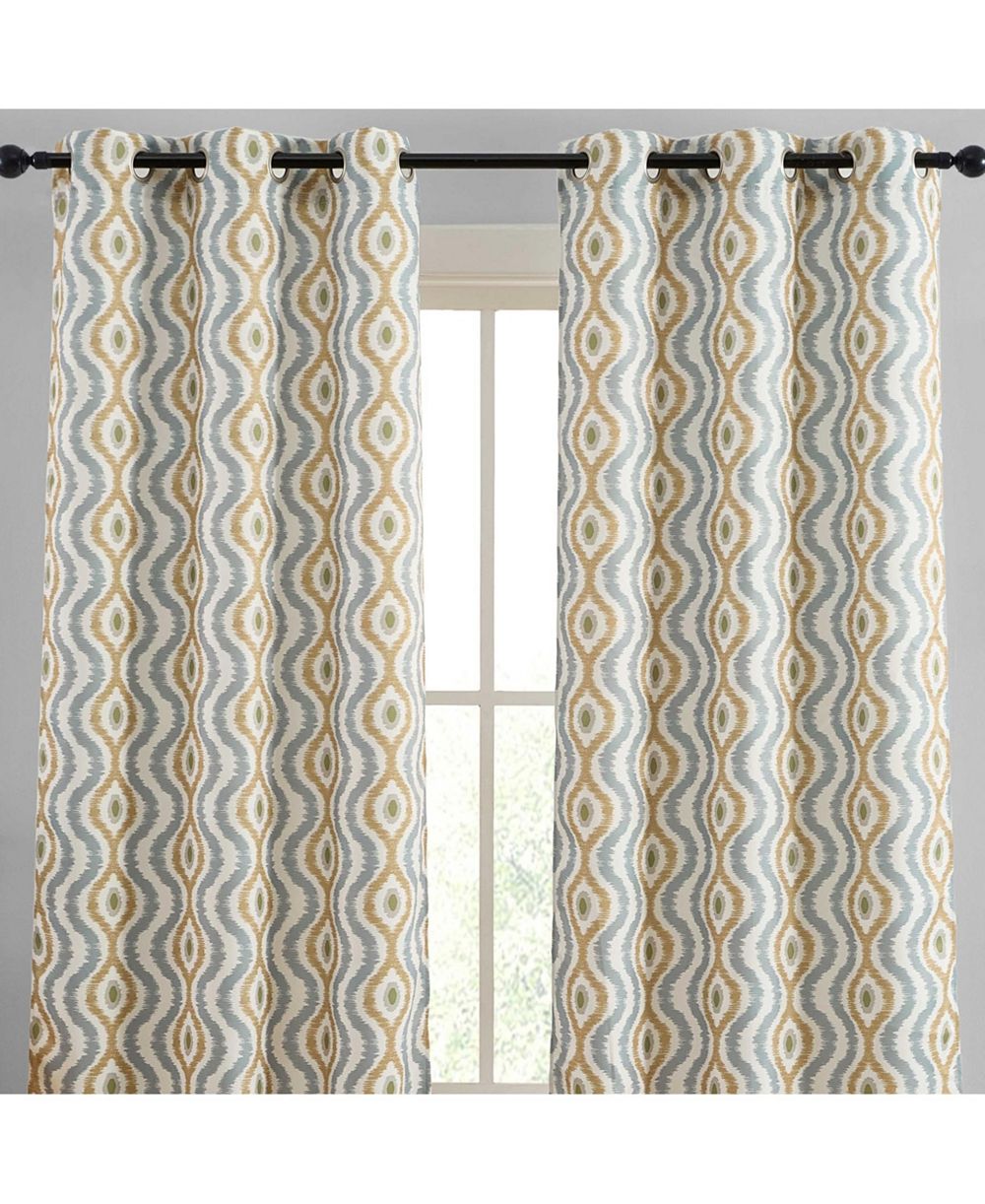 HLC.me Tanner Ogee Ikatt Damask Patterned Window Grommet Curtains Bedroom - Light Blocking Darkening Window Panels, Set of 2 (Taupe/Grey, 37 W x 84 L)