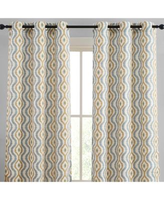 HLC.me Шторы с люверсами Tanner Ogee Ikatt Damask, набор из 2 шт. (Taupe/Grey, 37 W x 84 L)
