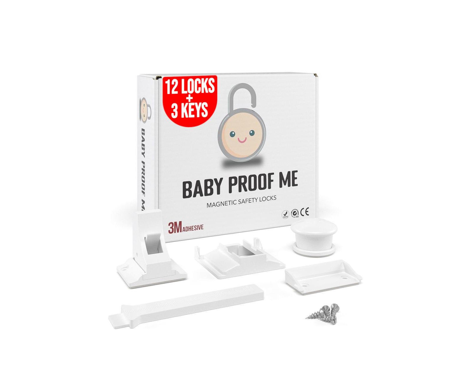 Baby Proof Me Toddler Proof Me | Magnetic Safety Lock Kit (12 Locks + 3 Keys)