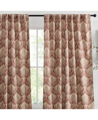 HLC.ME Messina Paisley Damask Patterned Back Tab Rod Pocket Curtains - Light Blocking Darkening Window Panels, Set of 2
