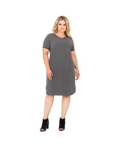Standards & Practices Plus Size Apron Hem Suiting Knee Length Shift Dress