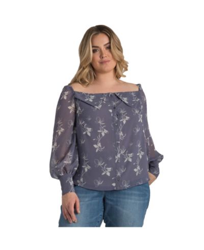 Standards & Practices Блузка с открытыми плечами и длинными рукавами Plus Size