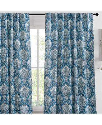 HLC.ME Messina Paisley Damask Patterned Back Tab Rod Pocket Curtains - Light Blocking Darkening Window Panels, Set of 2