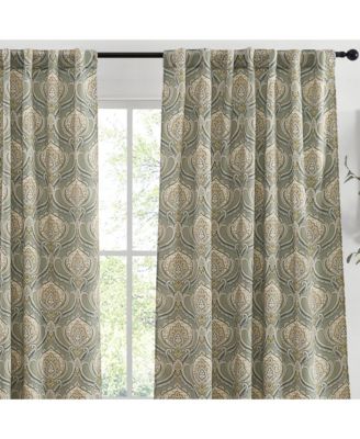 HLC.ME Messina Paisley Damask Patterned Back Tab Rod Pocket Curtains - Light Blocking Darkening Window Panels, Set of 2