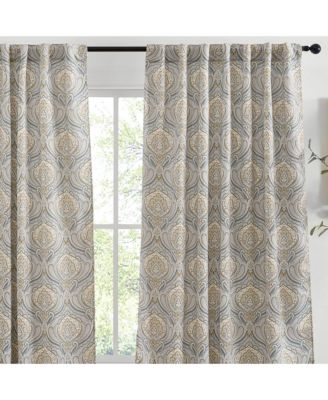 HLC.me Messina Paisley Damask Patterned Back Tab Rod Pocket Curtains - Light Blocking Darkening Window Panels, Set of 2 (52 W x 84 L)
