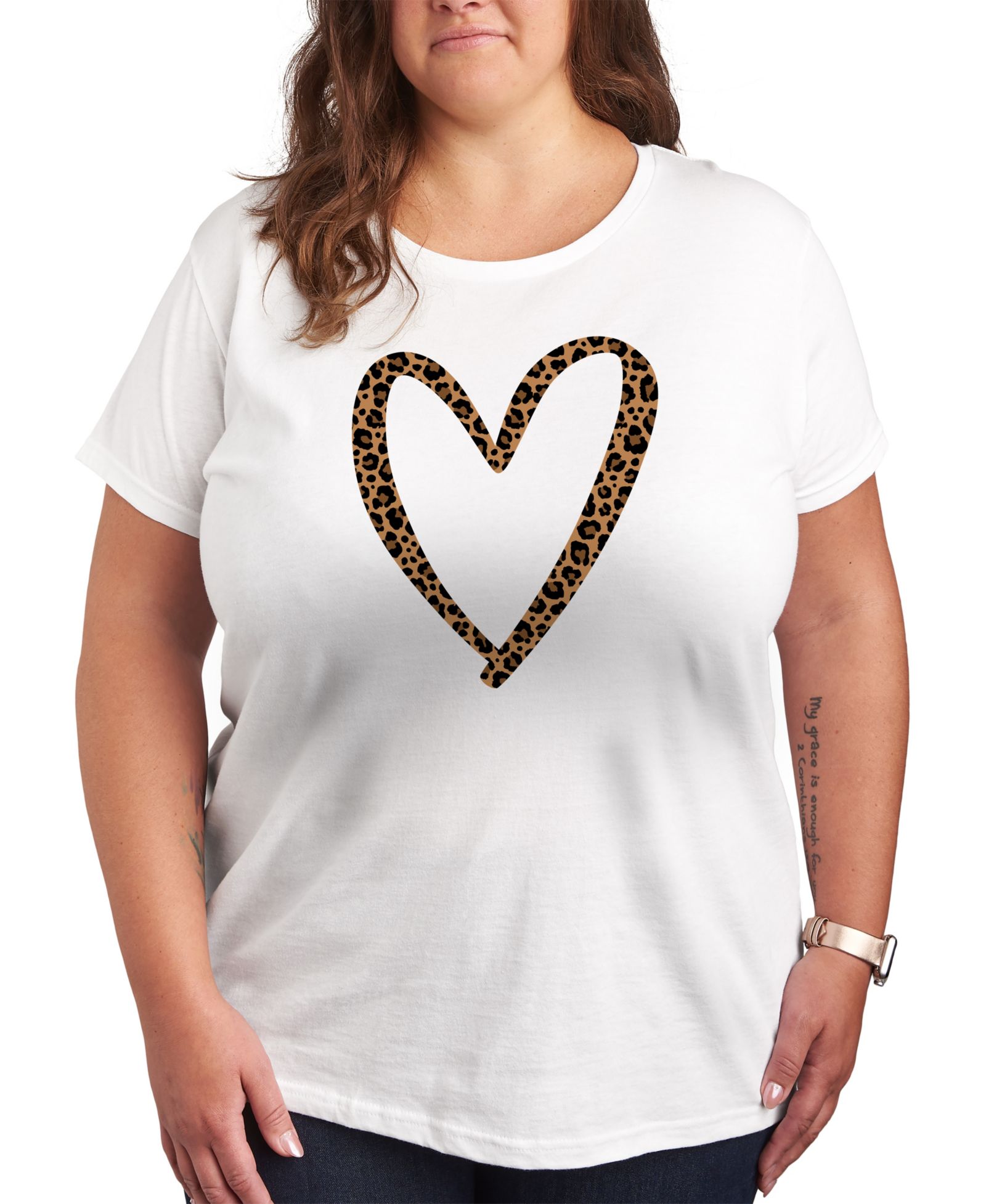 Футболка Hybrid Apparel Plus Size с графическим принтом Leopard Heart и круглым вырезом