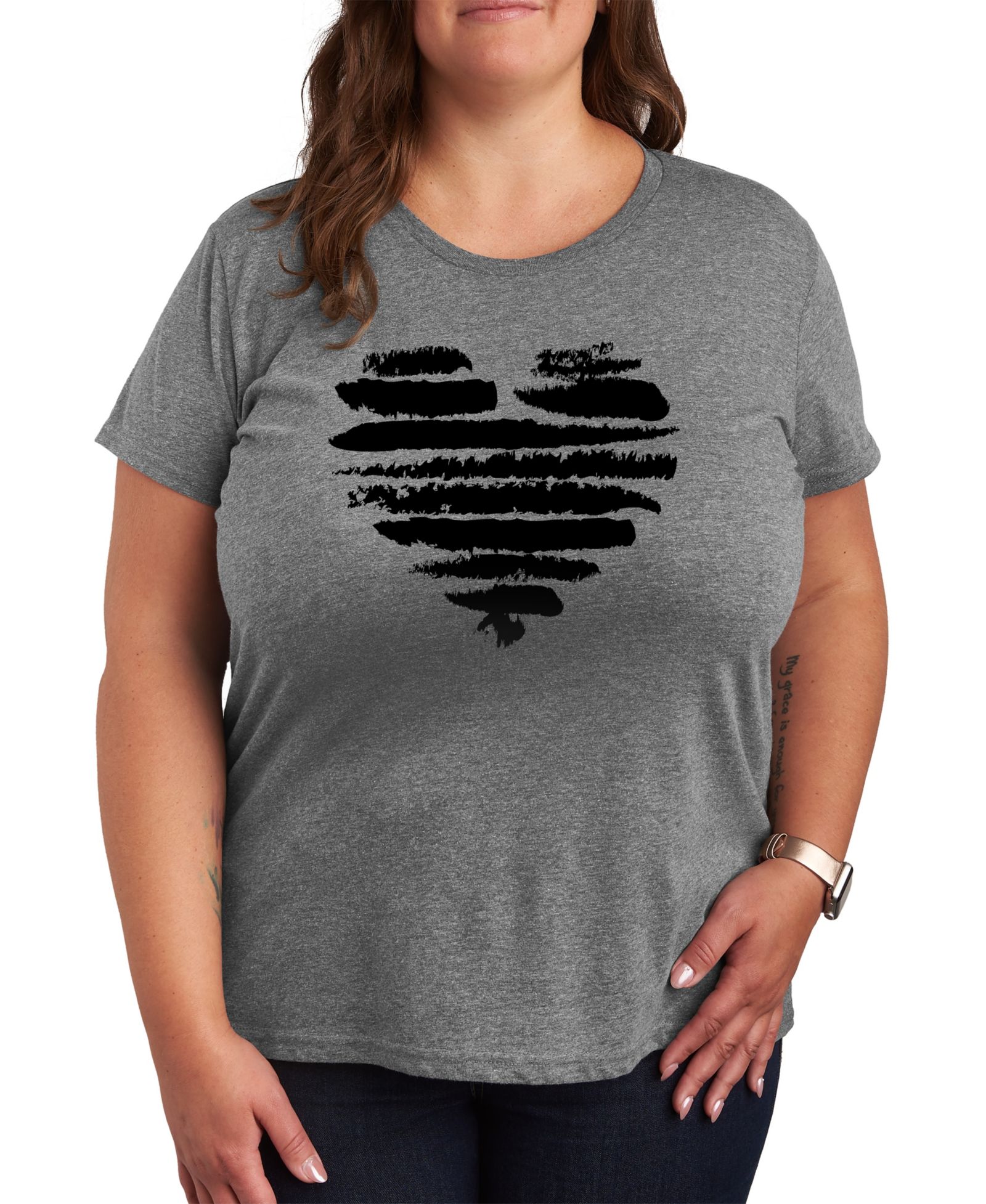 Футболка Hybrid Apparel Trendy Plus Size Heart Graphic Crew Neck