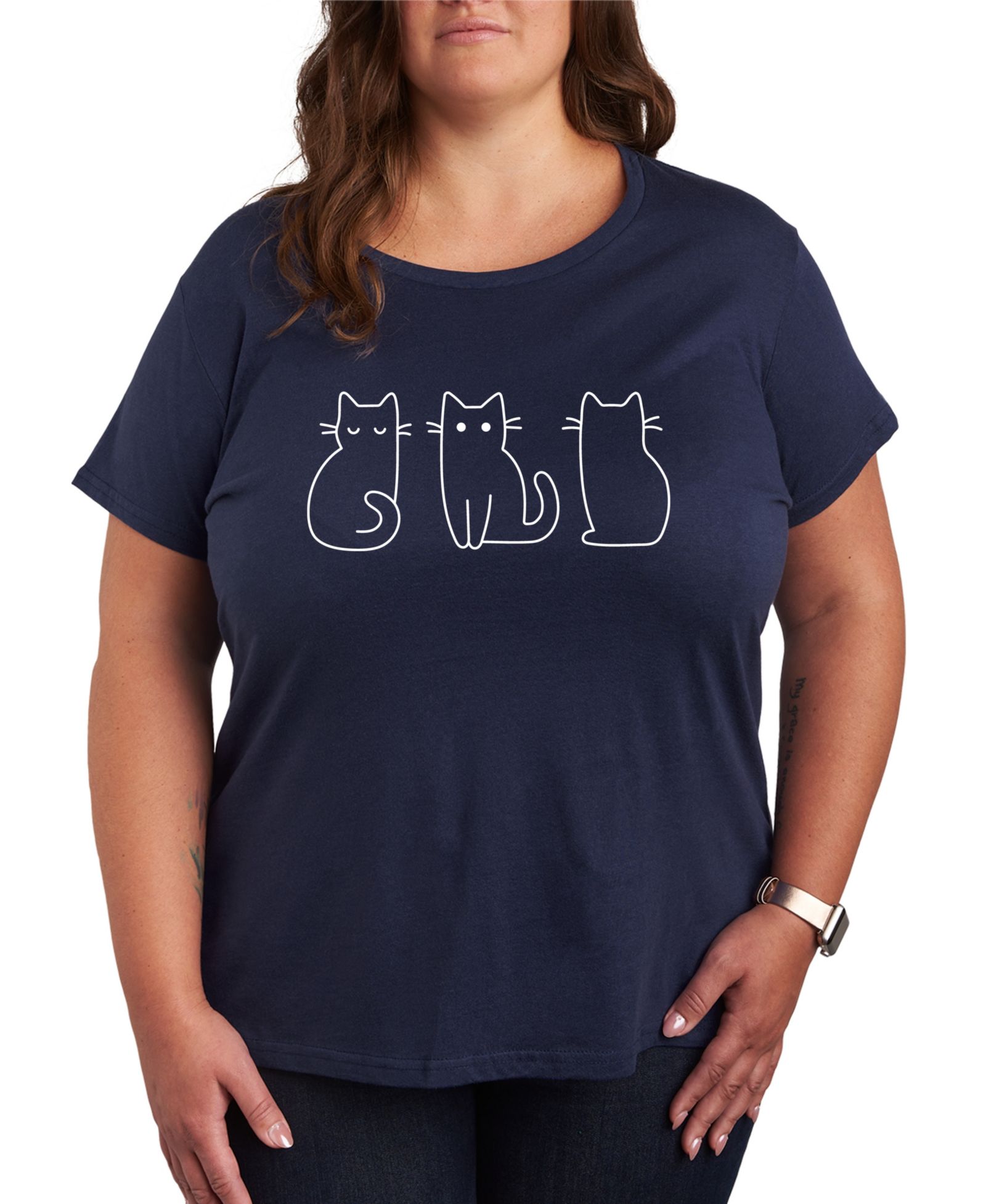 Футболка Hybrid Apparel Trendy Plus Size 3 Cats Size Graphic Crew Neck