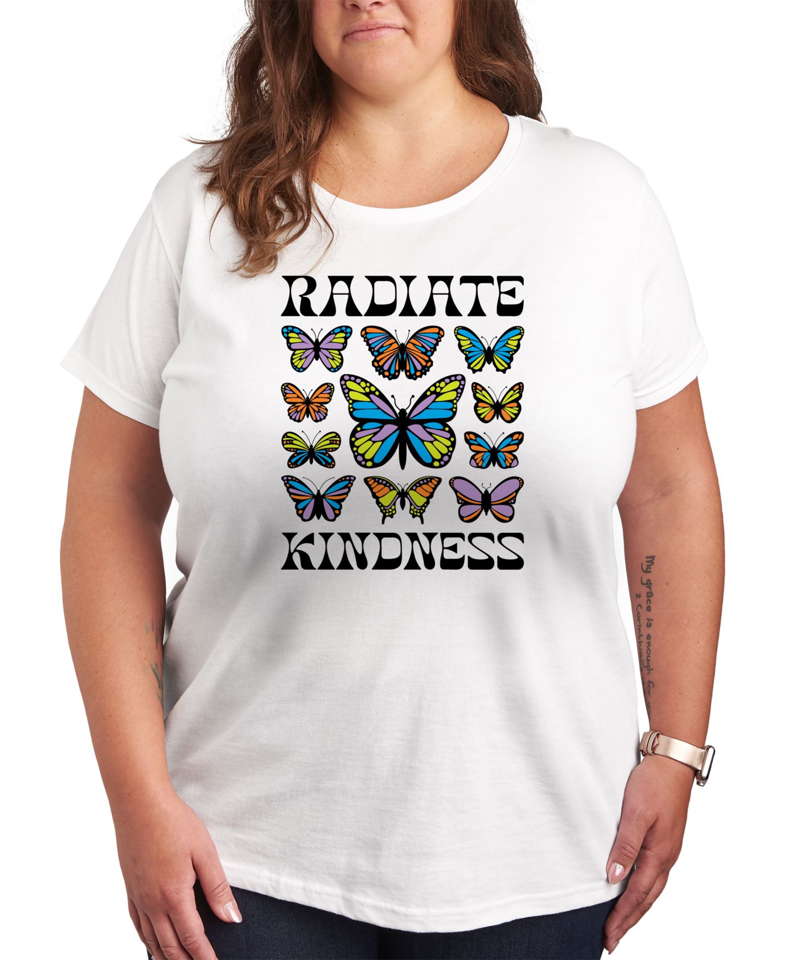 Женская футболка Hybrid Apparel Plus Size Radiate Kindess Graphic Crew Neck