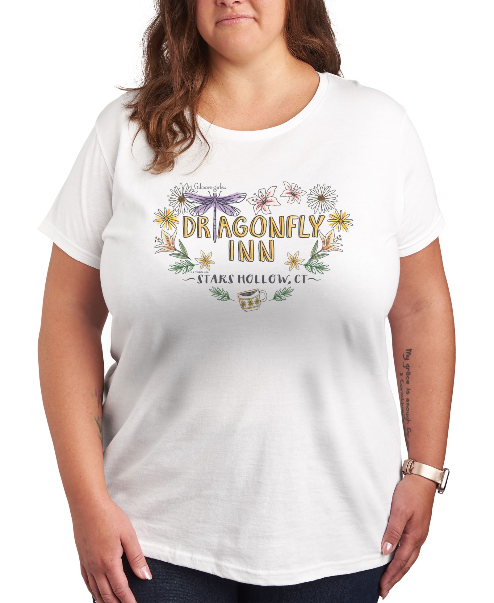 Футболка Hybrid Apparel Trendy Plus Size Gilmore Girls Dragonfly Inn Graphic Crew Neck