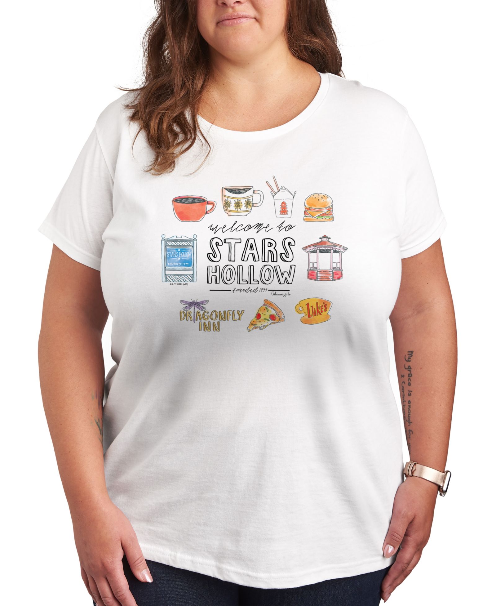Футболка Hybrid Apparel Trendy Plus Size Gilmore Girls Stars Hallow Graphic Crew Neck для женщин